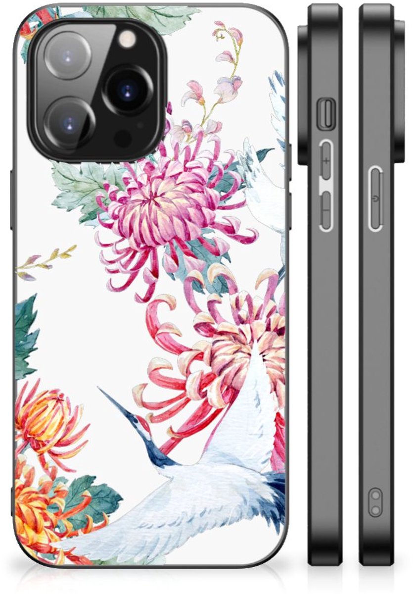 iPhone 14 Pro Max Dierenprint Telefoonhoesje Bird Flowers