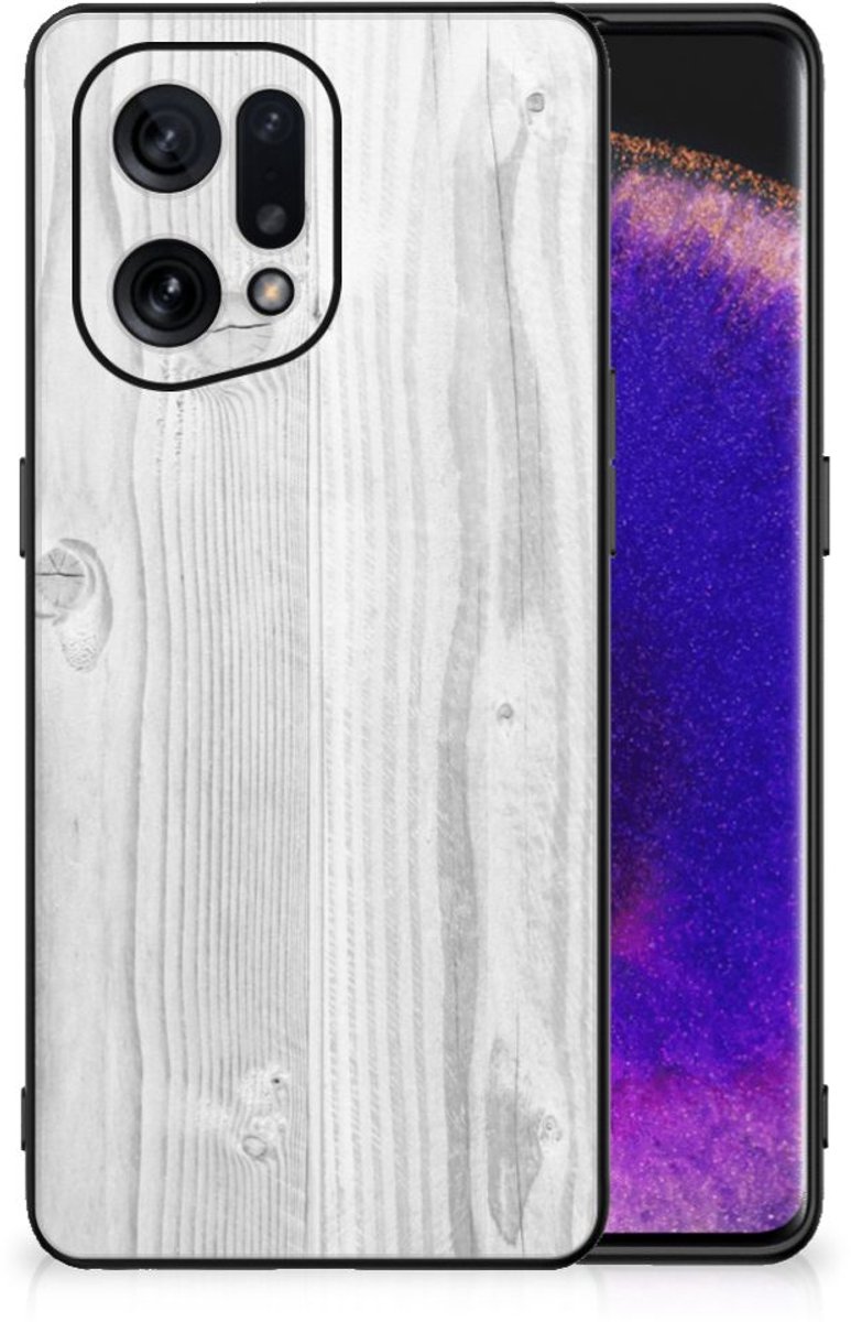 OPPO Find X5 Houten Print Telefoonhoesje White Wood