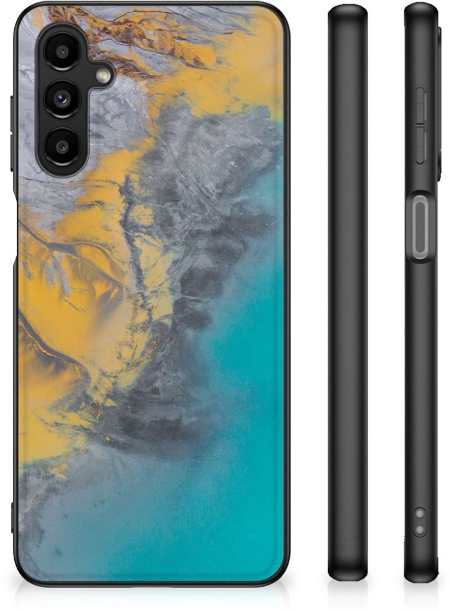 Samsung Galaxy A14 5G Marmeren Print Telefoonhoesje Marble Blue Gold
