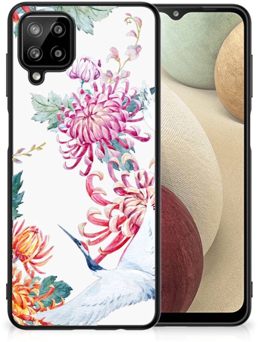 Samsung Galaxy A12 Dierenprint Telefoonhoesje Bird Flowers