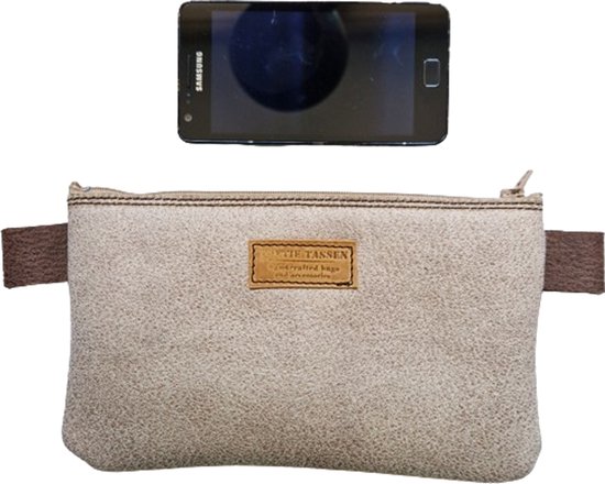Toetie & Zo - Trousse à crayons faite main - Tissu microfibre - Beige - Crème - Écru - Sac pour téléphone - Trousse de maquillage - Trousse à crayons - Trousse à médicaments - 21x12 cm