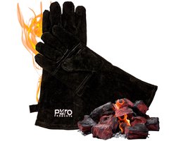 PyroProducts BBQ Handschoenen Leer - Hittebestendig tot 350°C - Extra Lange Mouw - Zwart