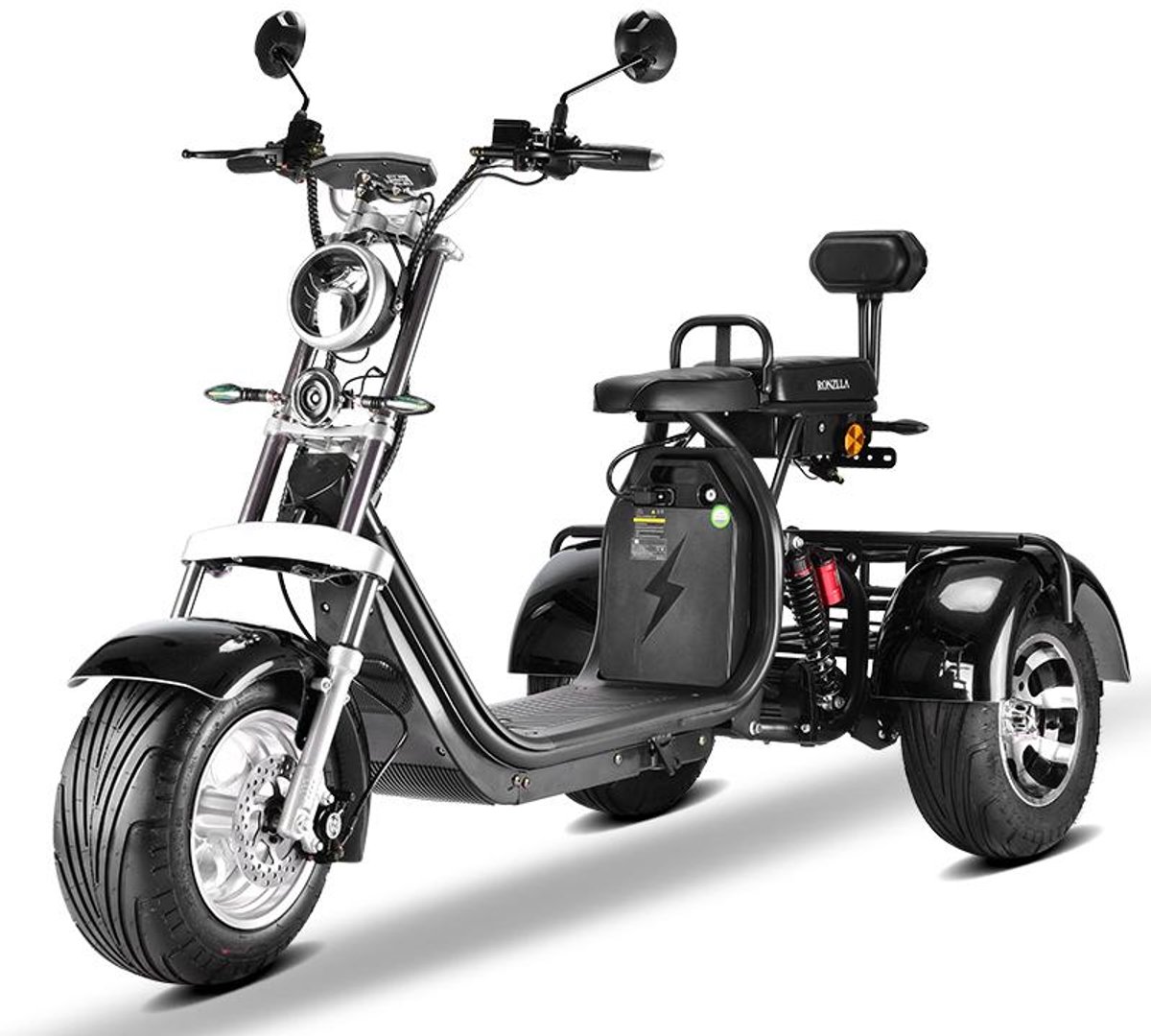 Eco Wielen E-Trike – Elektrische driewielscooter voor 2 personen – 2000 W – Uitneembare accu 20 Ah – Achteruitrijfunctie – foto 6