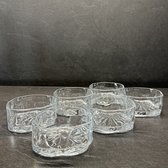 Wave Design Glazen Schaaltjes - Set van 6 - Dessert Schaaltjes / Tapasschaaltjes - Japandi - Uniek Structuurglas - Aesthetic - Transparant