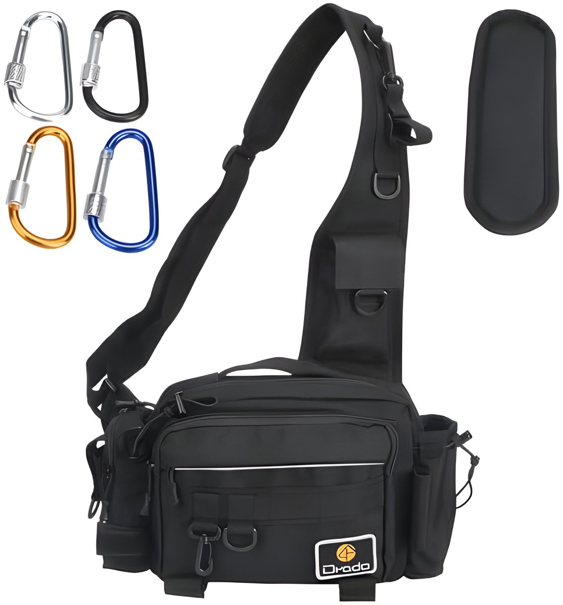 Hengeltas, Sling-Vistas, Waterdichte en Slijtvaste Visrugzak voor Visaccessoires (Zwart), Wandelrugzak