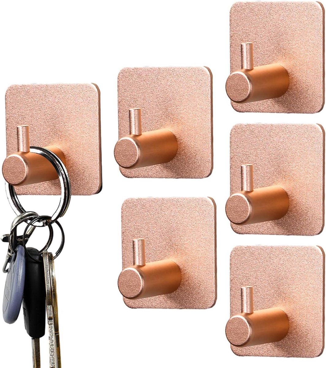 Allecto Plus - Zelfklevende Muurhaken Set van 5 Stuks - Roestvrij Staal - Badkamer - Handdoekhouder Zonder Boren - Opberg haakjes - Muurhaakjes - Keuken Accessoires