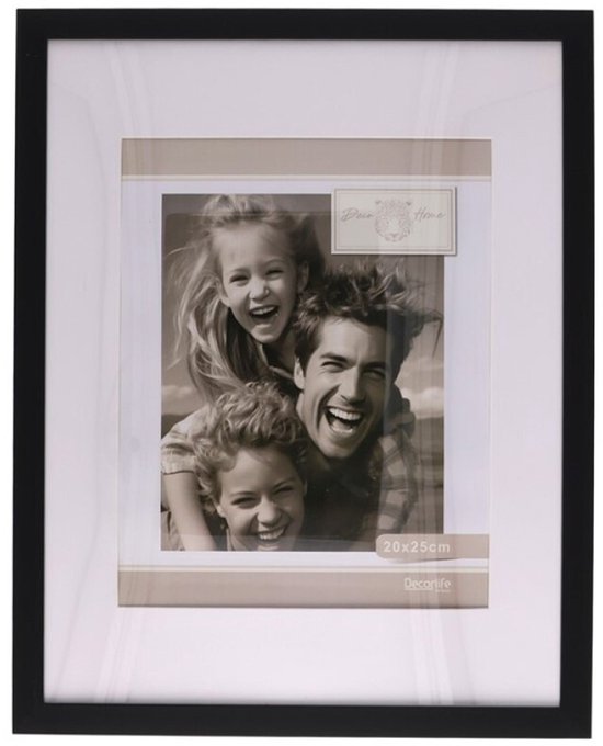 Cadre photo Gerimport Paris - 28 x 35 cm - noir - avec passe-partout - 20 x 25 cm - bois