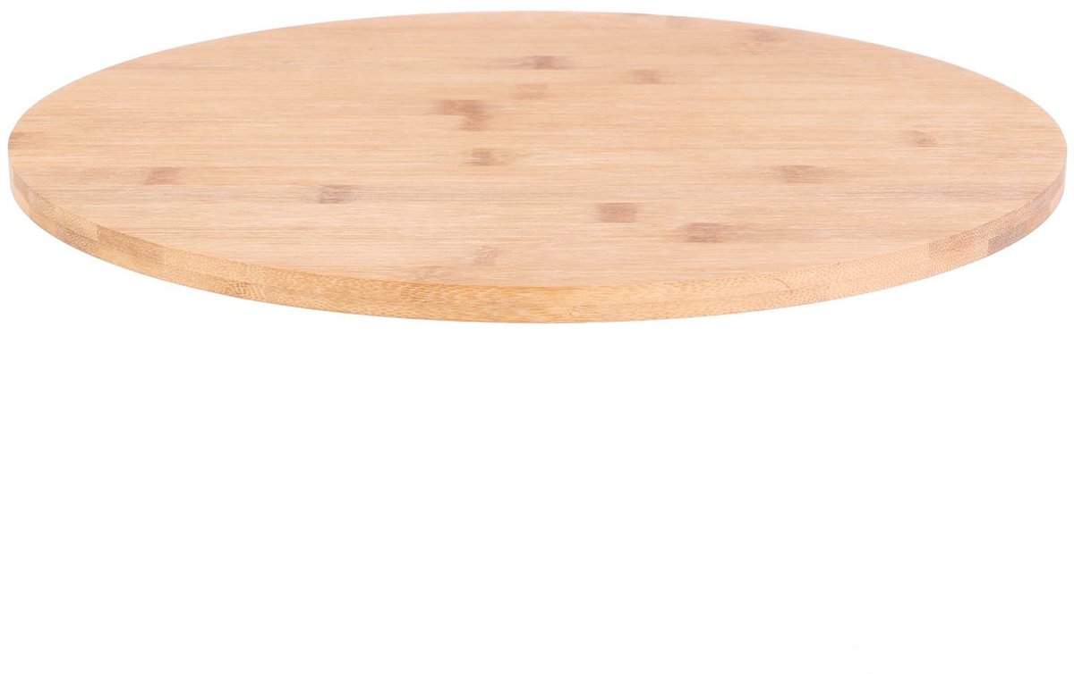 Cook Concept draaibaar serveer plateau - dienblad - bamboe hout - D35 cm - lichtbruin - roterend op hoge schijf - tapas - gebakjes - kaas