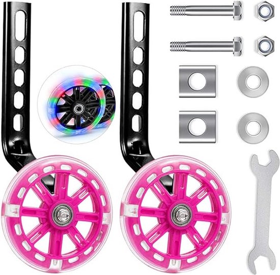 Knaak Zijwieltjes voor Kinderfiets - Roze - 12 t/m 20 Inch - Stevige Zijwielen - Fietsaccessoires