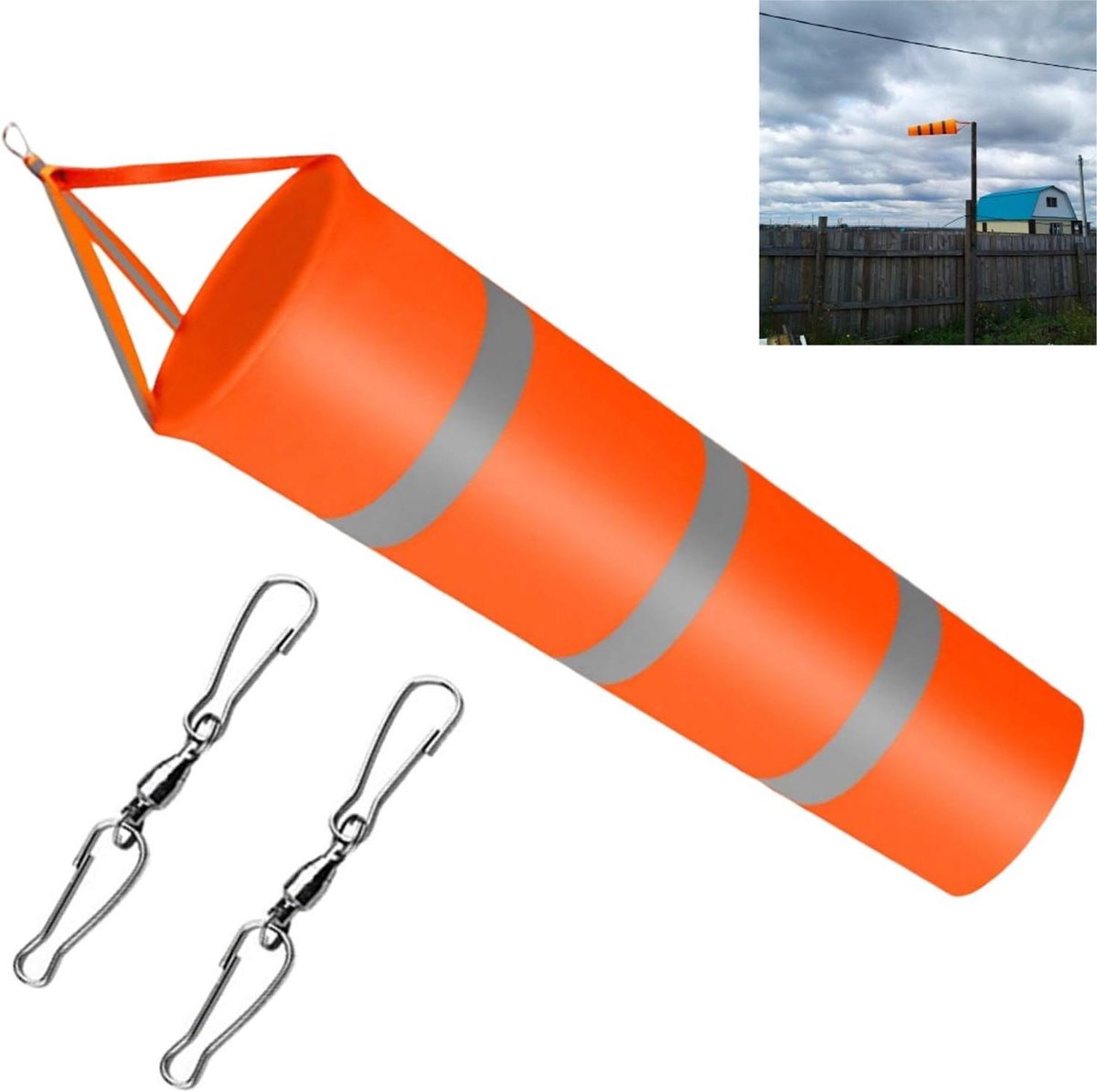 Allecto Plus - Luchthandvat voor buiten 80 cm met reflecterende Windgreep en Windrichtingsindicator