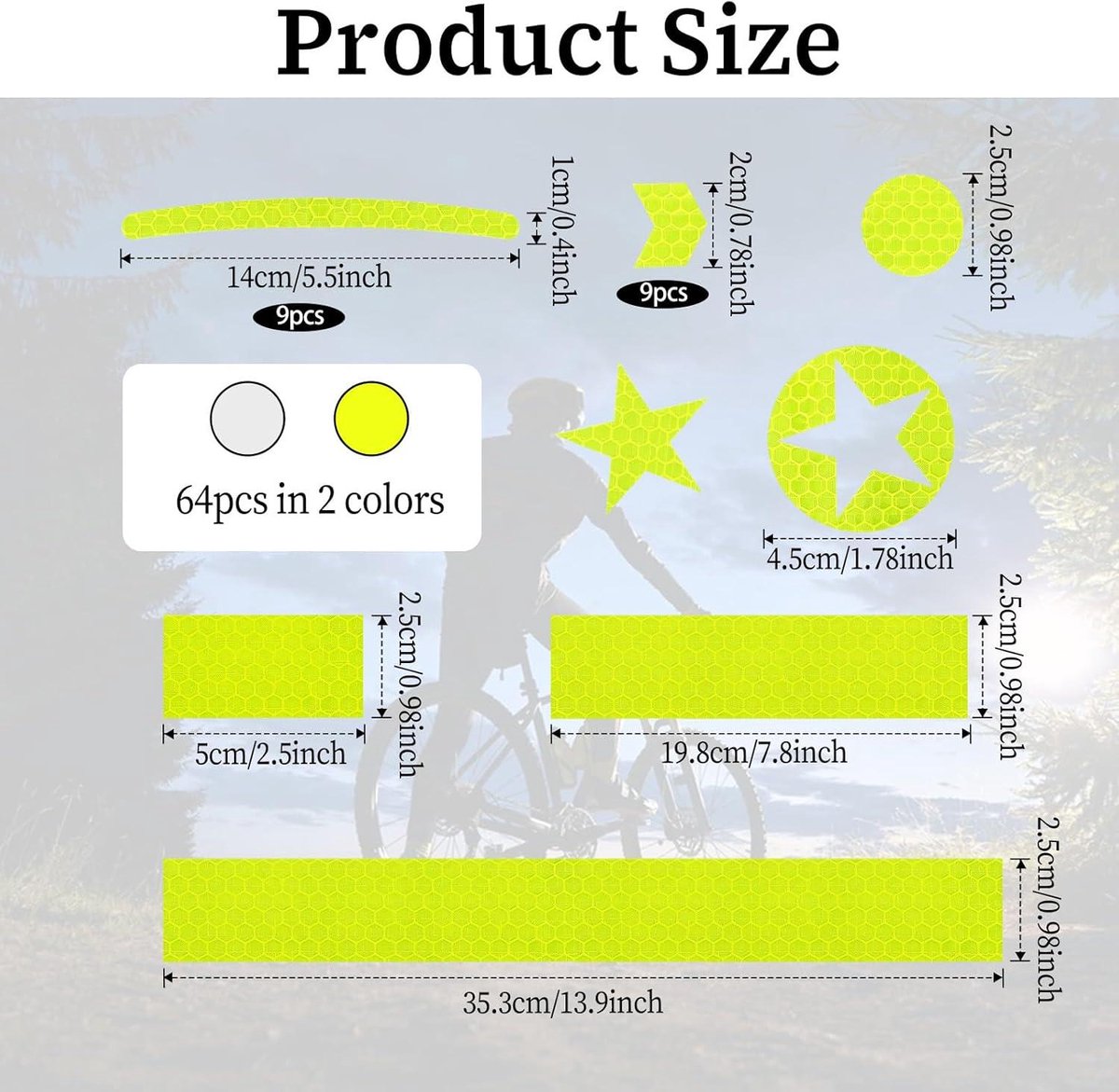 Allecto Plus - Fietsreflectorstickers (64 stuks) - Zelfklevend - Reflectoren voor fietsen, motorfietsen, auto's, bagage