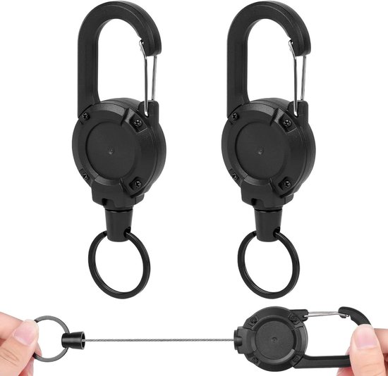 KENPOJO 2 stuks sleutelhangers, intrekbaar, karabijnhaak, robuust