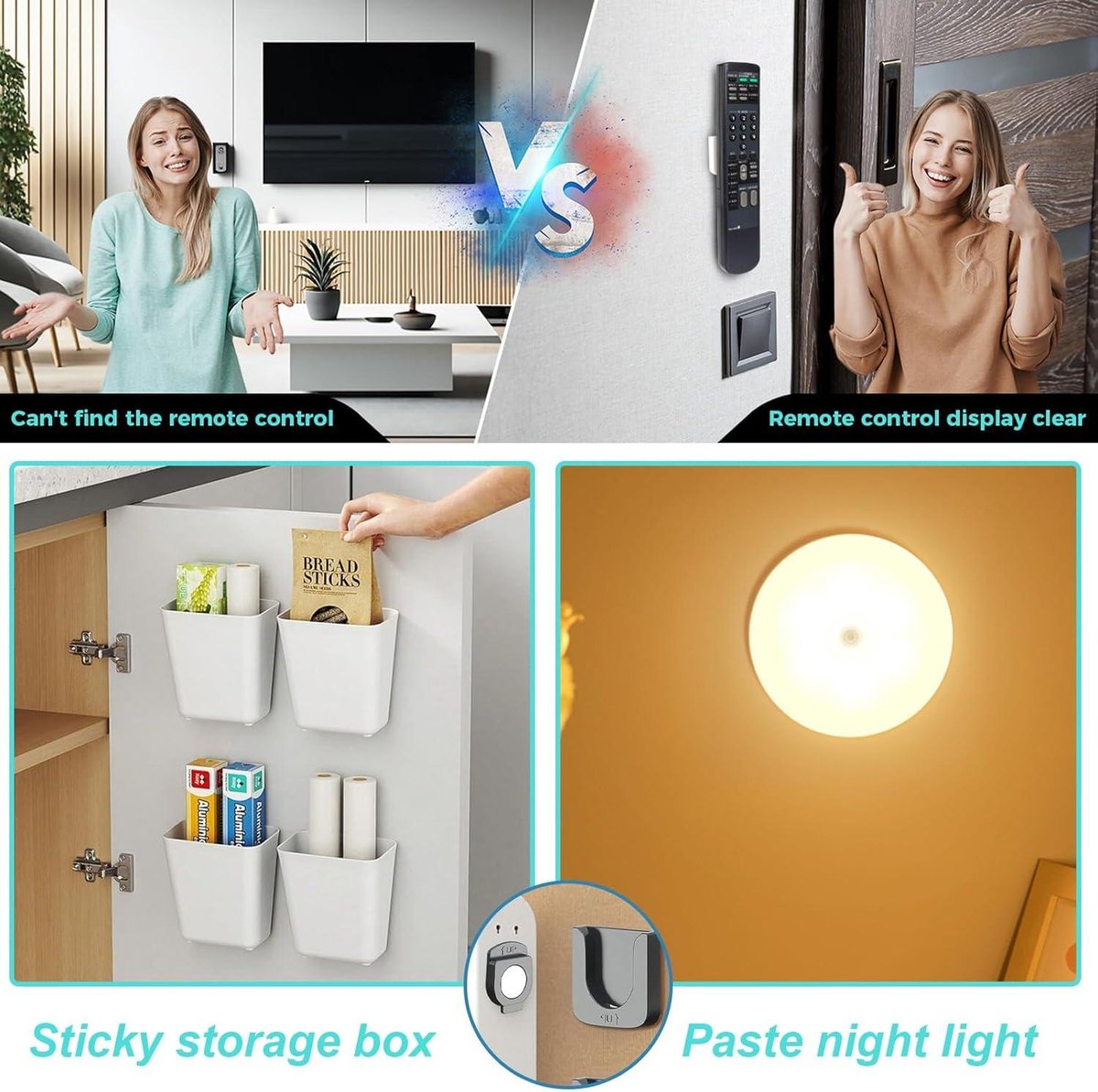 Magnetische Afstandsbediening Houder Set Van 4 Magnetische Houders Voor Afstandsbediening – Zelfklevend, Sterke Magneet, Geen Boren Nodig Anti-slip Tanden Sleutel
