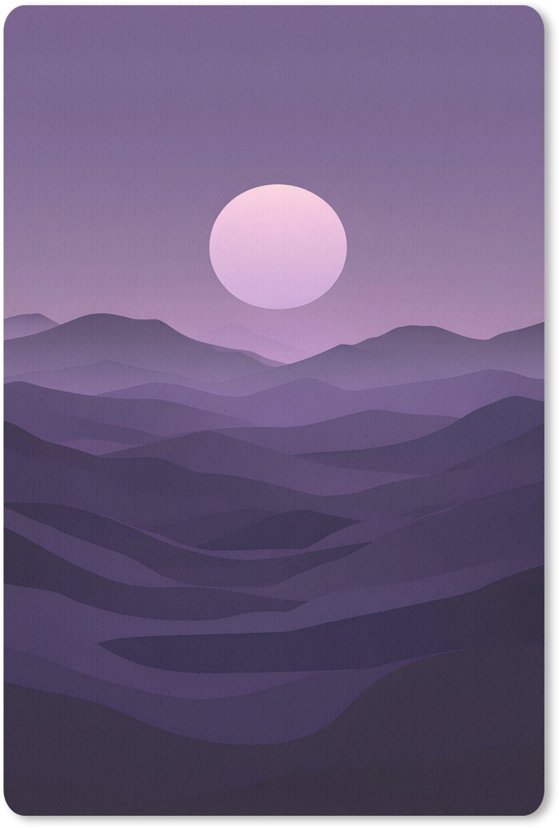 Muismat 18x27 cm - Mousepad Heuvels - Paars - Mist - Zon - Muismatten