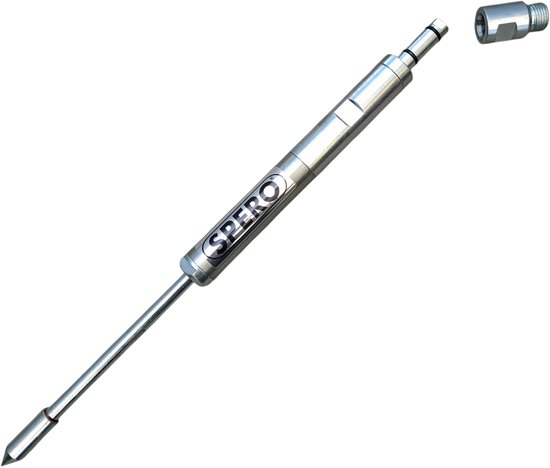 Zilverkleurige centreerpunt met SPERO-logo en een losse adapter met schroefdraad.