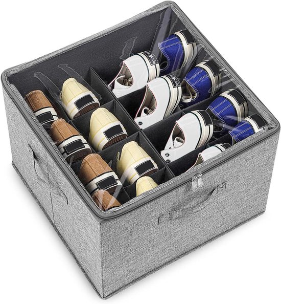 Seseno 12 Pack Schoen Opbergbakken, Clear Plastic Stapelbare Schoen Organizer voor Kast, Ruimtebesparend Opvouwbaar Schoenenrek, Schoenendoos Sneaker Houder Container