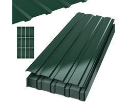 12 stuks Dakpanelen - 115 x 45 cm - Profielplaat SET incl. Schroeven - 6 m² - Muurplaat Dakplaat - Dikte 0,3 mm - Gevelbekleding - Groen