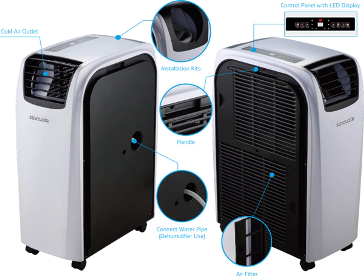 Afbeelding 3 van Sinclair 3KW 11.000 BTU mobiele airco - koelen en verwarmen