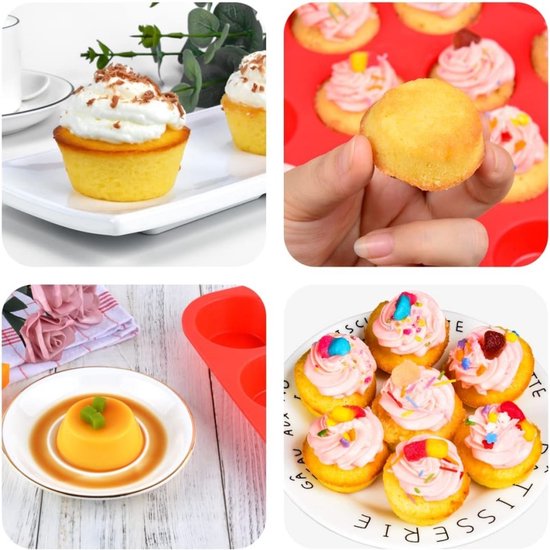 SUPER KITCHEN Siliconen Mini Muffinvorm 24-delig - Antiaanbak Muffin & Cupcake Plaat, Herbruikbare Bakvorm voor Mini Muffins, Cake, Mince Pies (Grijs, 34x23x2.5 cm SUPER KITCHEN Siliconen Mini Muffinvorm 24-delig - Antiaanbak Muffin & Cupcake Plaat, Herbruikbare Bakvorm voor Mini Muffins, Cake, Mince Pies (Grijs, 34x23x2.5 cm