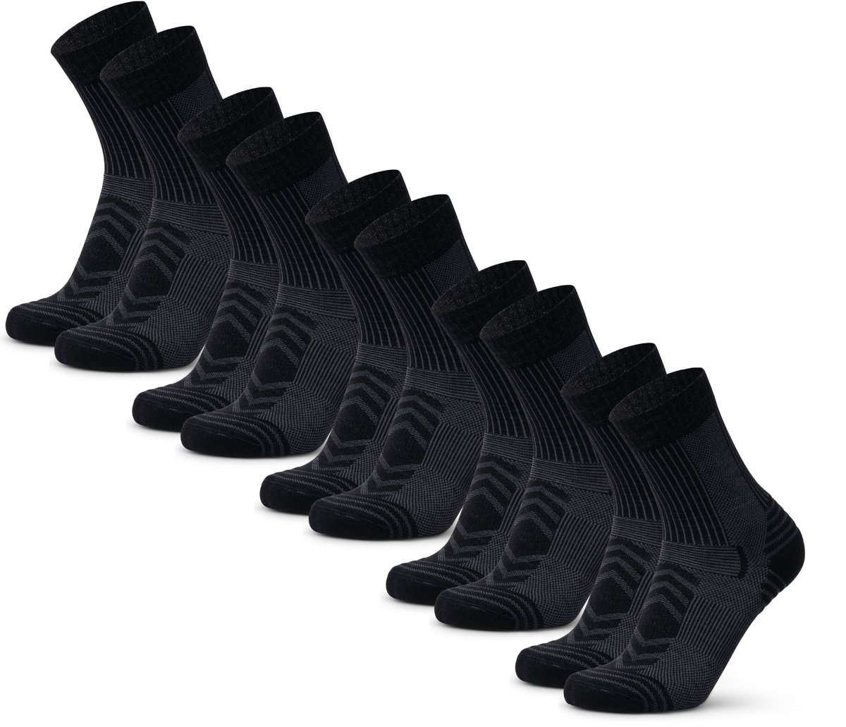 DANISH ENDURANCE Wandelsokken - Lichte Merino Wol Sokken met Blaarbescherming - Unisex - 5 Paar - Maat 48-51