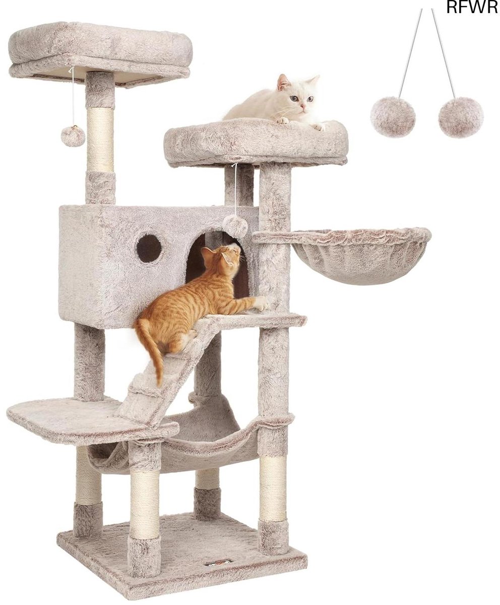 RFWR® Grote krabpaal voor katten met pluche hoes en hangmat