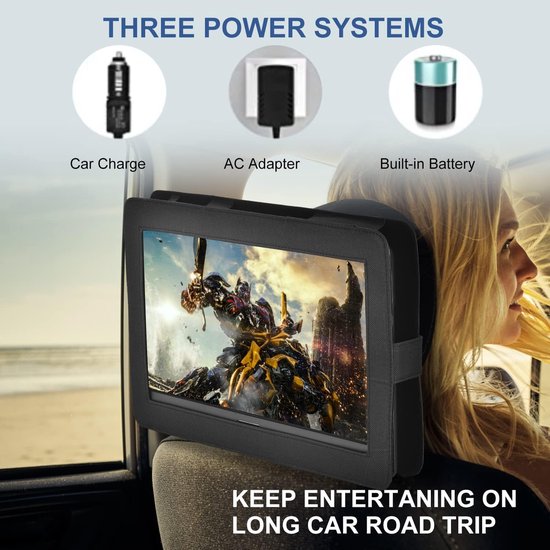 RFWR® Draagbare DVD Speler voor Auto en Kinderen - 14 inch HD Scherm, Oplaadbare Batterij en Draaibaar Ontwerp — afbeelding 3