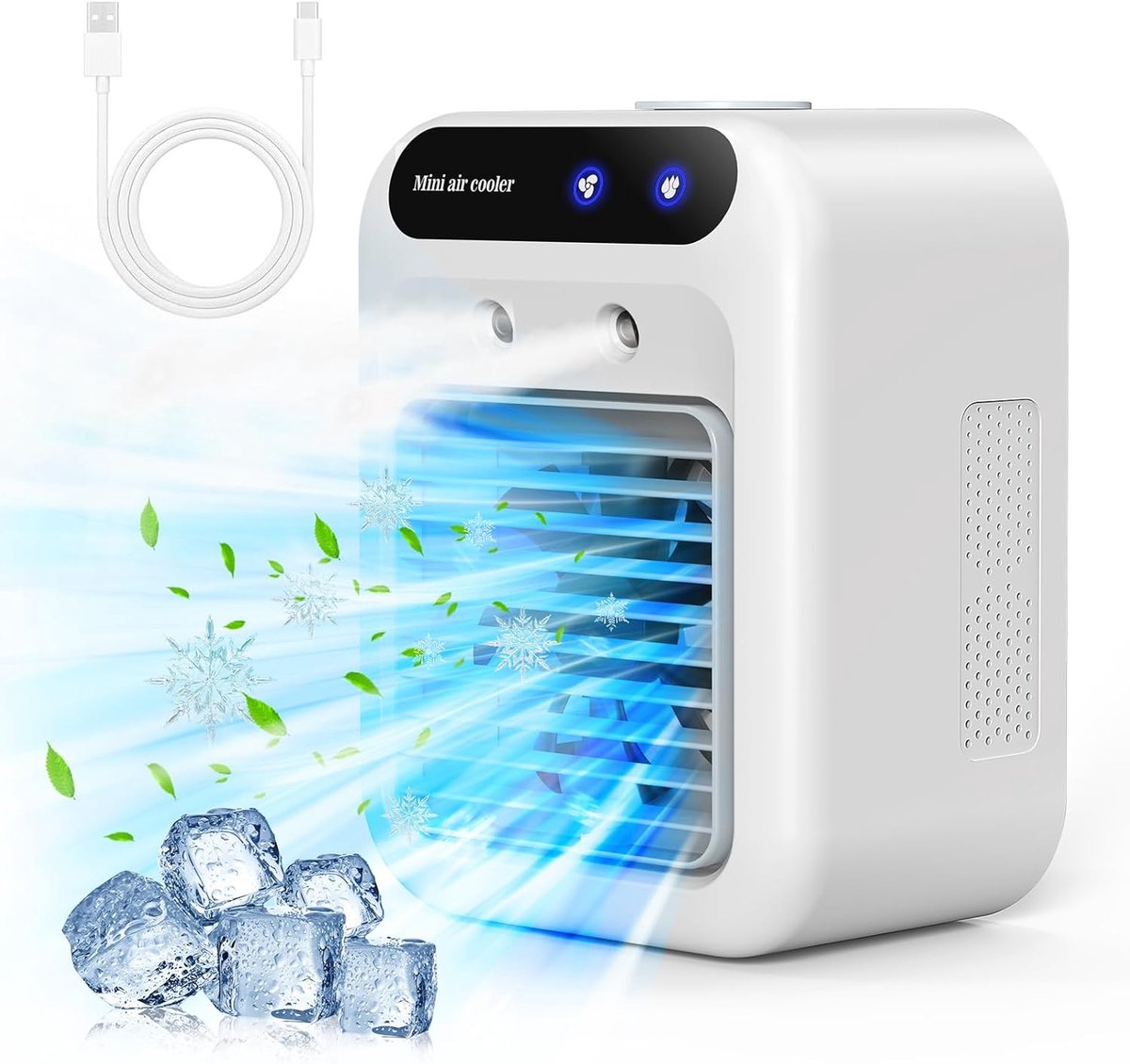 Mini airco - Kleine airco - 1800mAh Draagbare airconditioner - 25W oplaadbare persoonlijke mini airco - met dubbele sproeier en 2 snelheidsinstellingen - voor slaapkamer bureau kantoor en buitengebruik
