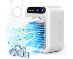 Mini airco – Kleine airco – 1800mAh Draagbare airconditioner – 25W oplaadbare persoonlijke mini airco – met dubbele sproeier en 2 snelheidsinstellingen – voor slaapkamer bureau kantoor en buitengebruik