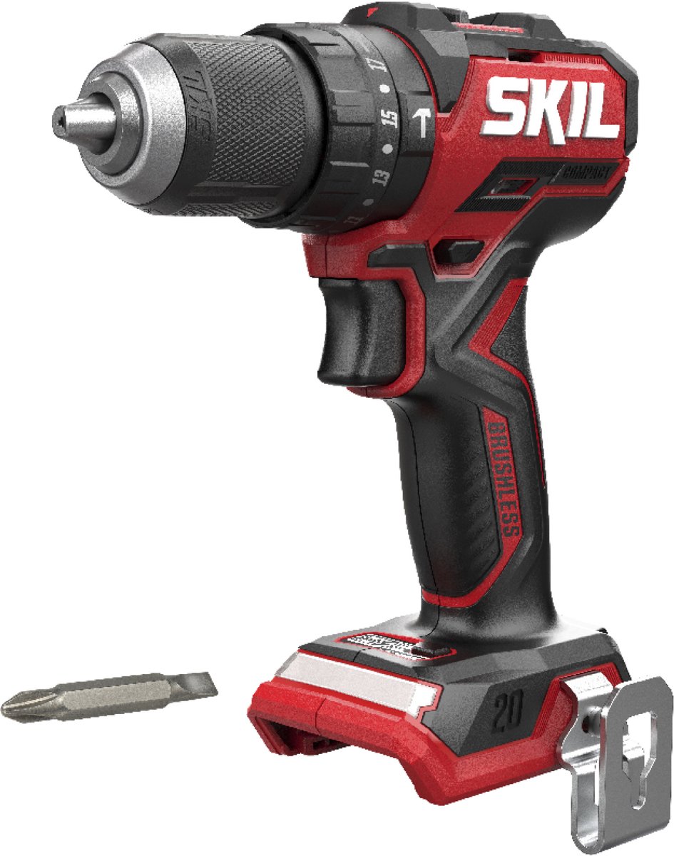 SKIL Borstelloze Accu Klopboormachine - 20V - Boormachine - 3 functies: Schroeven, Boren & Klopboren - 2 Snelheden - Dubbelzijdig Schroefbit - Zonder Accu & Oplader