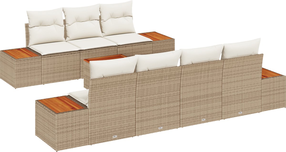 vidaXL - Tuinbank - Set - met - opslag - 8 - pcs - Beige - Poly - rattan
