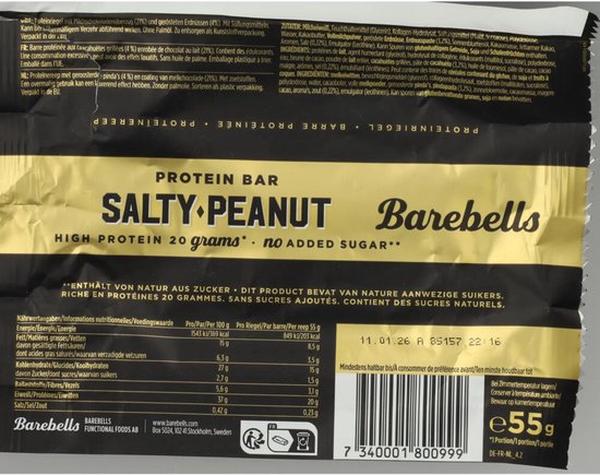 Barebells - Protein Bars (Salty Peanut - 12 x 55 gram) - Eiwitreep - Energiereep — afbeelding 5