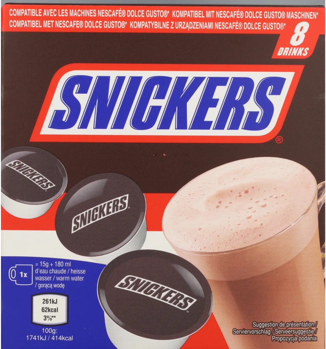 Goedkoopste 5x Snickers Dolce Gusto Koffiecups 8 stuks