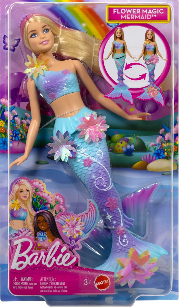 Barbie Flower Magic Zeemeerminpop – Magische Bloemen die Bloeien - Blond & Blauw — afbeelding 7