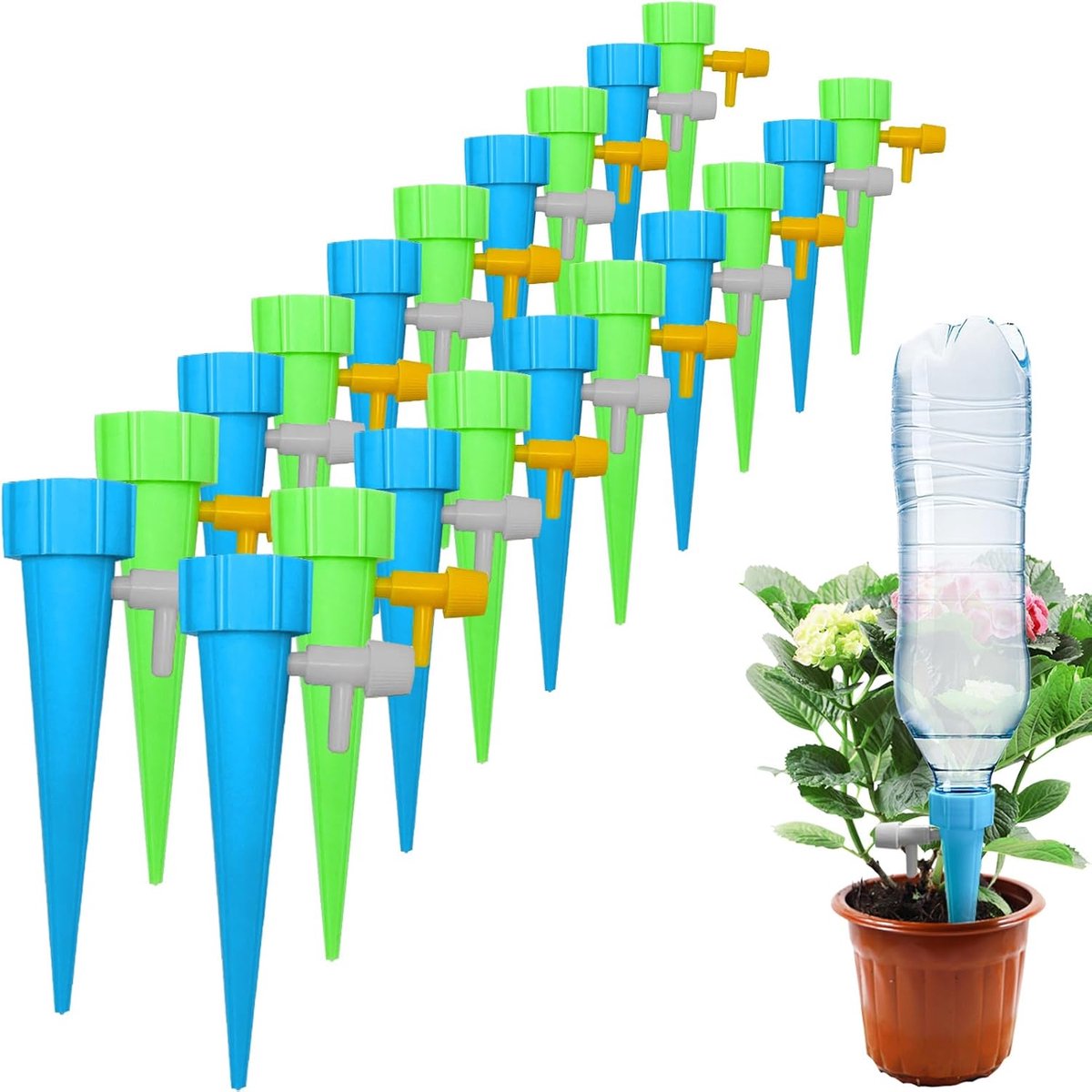 Plant Bewateringssysteem - 20 stuks - Waterdruppelaar - Druppelsysteem - Bewateringssysteem - Bewateringsyteem - Waterbol - Watergeefsysteem - Automatische Gieter - Druppel Systeem - Water Geef Systeem - Blauw / Groen