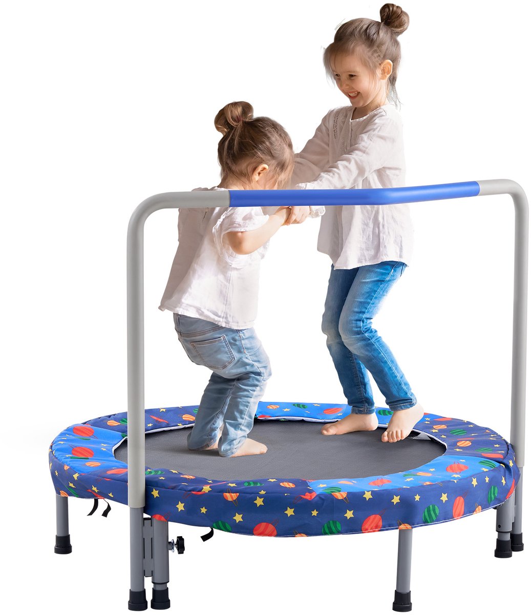 36" Kindertrampoline, 3 Voet Indoor-Outdoor Trampoline, Opvouwbare Minitrampoline met Handvat, Rebounder Trampoline voor Peuters, Een Geweldig Verjaardagscadeau voor Kinderen Vanaf 3 Jaar
