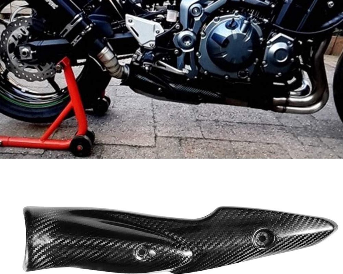 Allecto Plus - Hittebestendig Thermoschild voor motorfiets uitlaatsysteem van koolstofvezel - Passend voor Kawasaki Z900 17-19 - Hittebescherming auto - Koolstofvezel hitteschild.