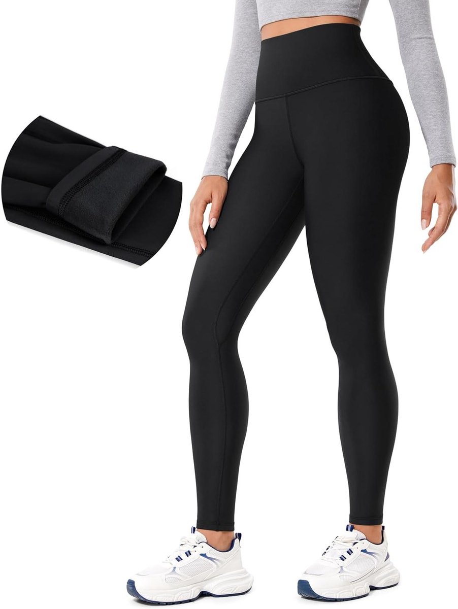Allecto Plus - Thermische Fleece Gevoerde Leggings voor Dames - 28 Inch - Warme Legging voor Winter - Hoge Taille - Yoga Broek - Zwart