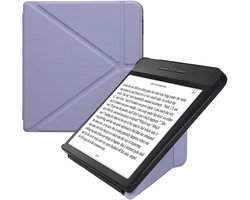 Étui pour liseuse kwmobile adapté à la couverture Kobo Libra H2O - Étui à rabat pour liseuse avec support - Housse pour liseuse en cuir artificiel - Lavande
