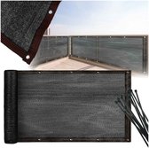 Teedz Balkon Afdekking – 700 x 105 cm – Balkonscherm - Privacydoek Zwart – Zonnescherm - Met Bevestigingsogen en Tie-wraps – UV-bestendig – Voor Balkon, Tuin en Terras