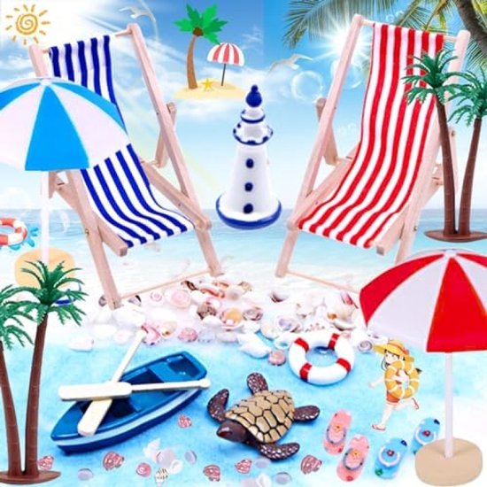 Accessoires Miniatures Paysage Plage - Kit Décoration Sauna & Micro Paysage DIY