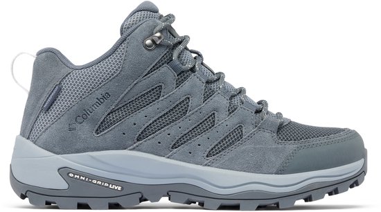 Grijze Columbia wandelschoen met mesh en suède details, Omni-Grip zool.