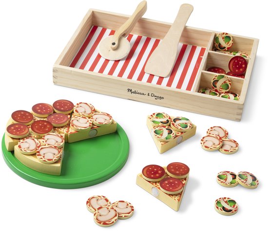 Melissa & Doug – Ensemble de pizzas en bois – 36 garnitures et ingrédients