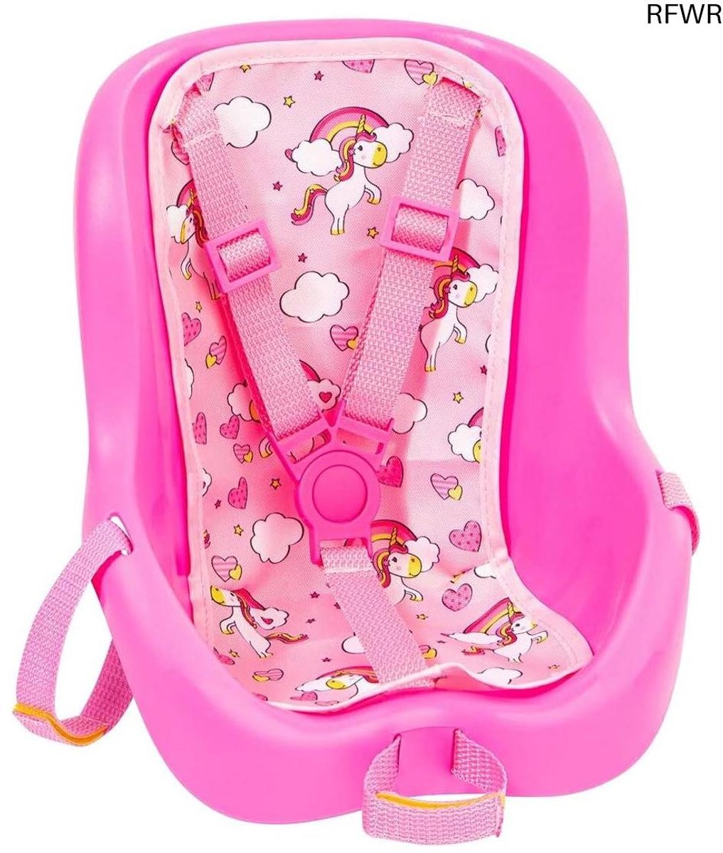 RFWR® Poppenfietszitje met Verstelbare Gordel - Geschikt voor Poppen tot 46 cm - Roze Eenhoorn Accessoire
