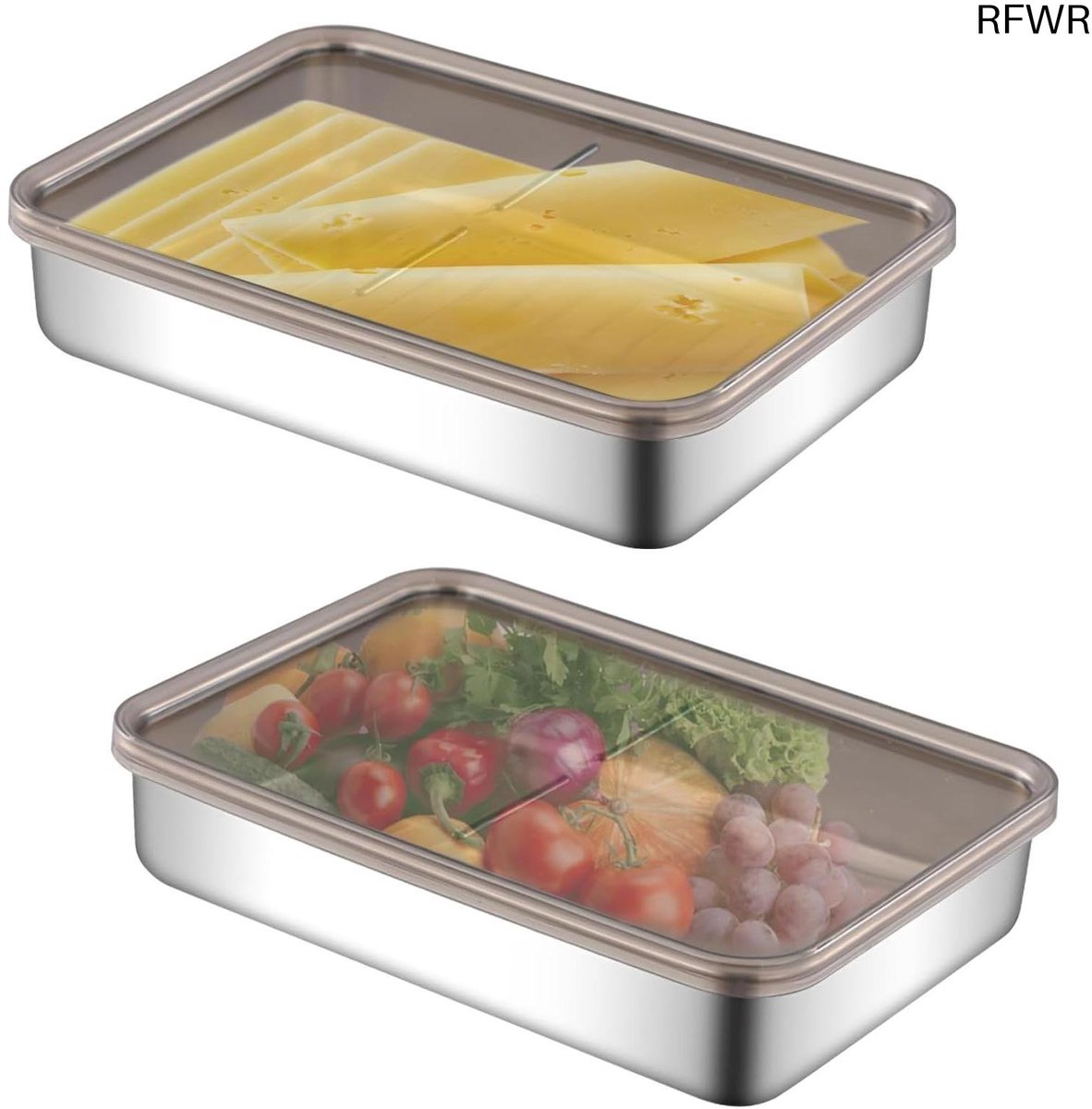 RFWR® Stapelbare roestvrijstalen voedselcontainers 1100 ml voor koelkast