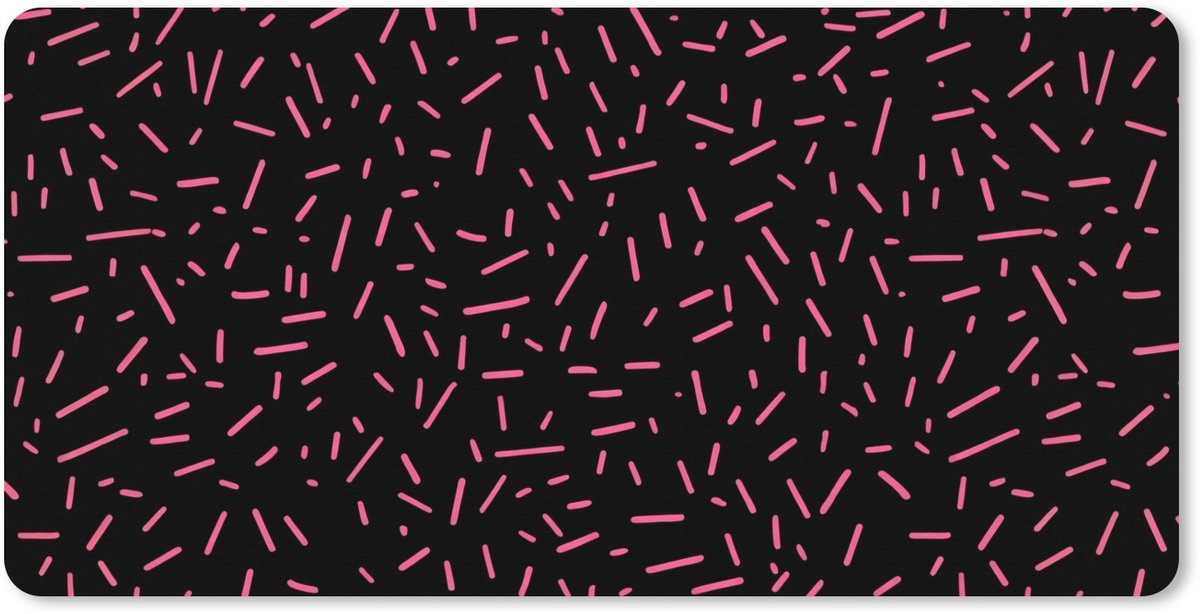Muismat XXL 120x60 cm - Bureau onderlegger - Bureau mat Gaming - Streepjes - Roze - Abstract - Bureaumat - Gaming mousepad xl - Bureaulegger groot - Computer deskmat