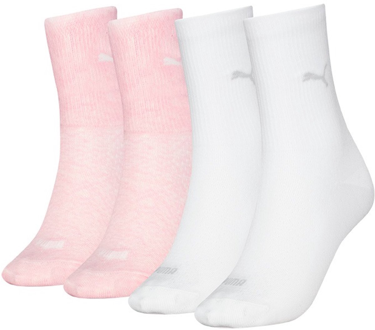 PUMA dames 4P sokken roze & wit