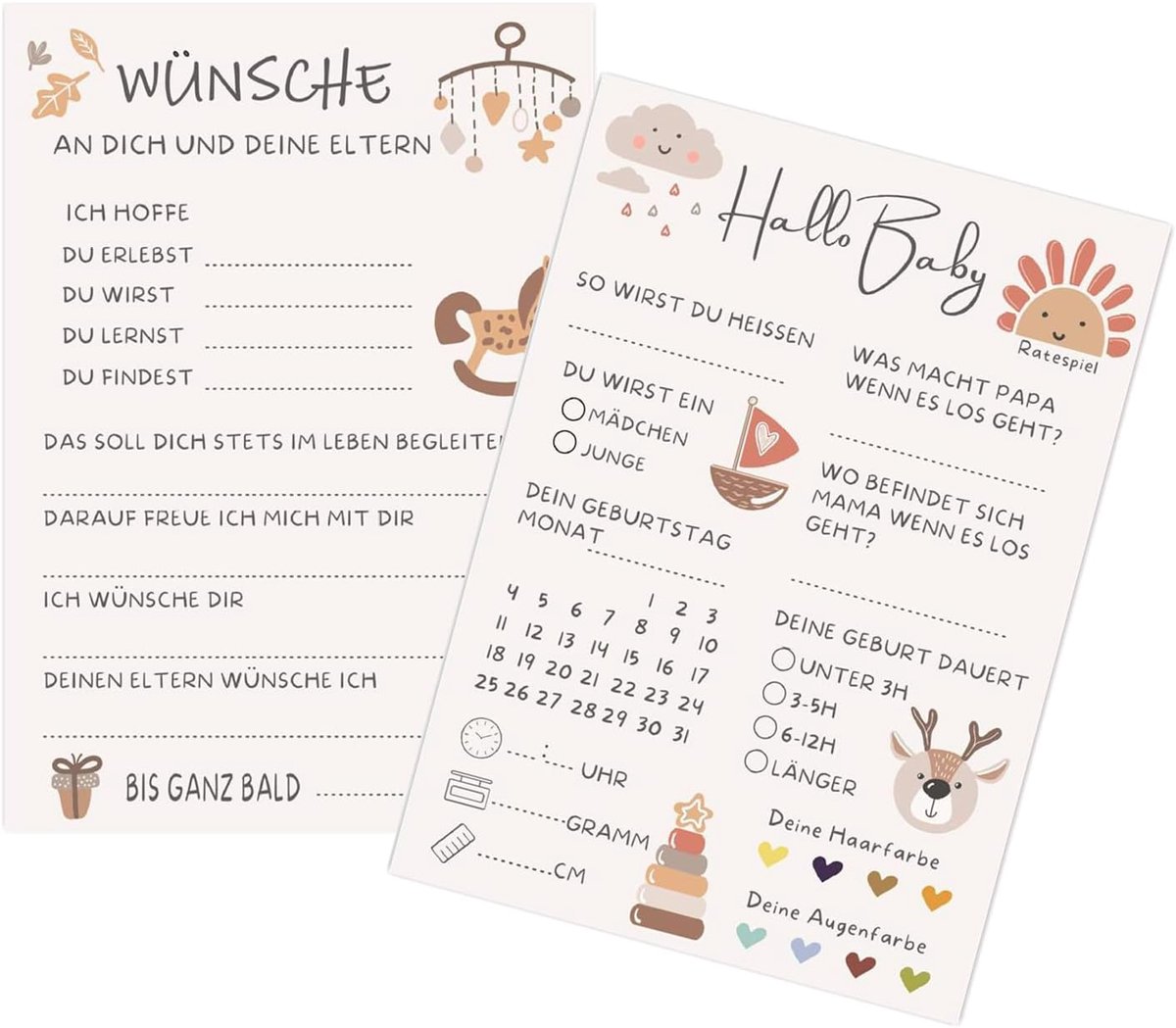 Image of 20-delige set Baby Shower speelkaarten - Decoratief partyspel voor Baby Shower voor jongens en meisjes om het geslacht te onthullen