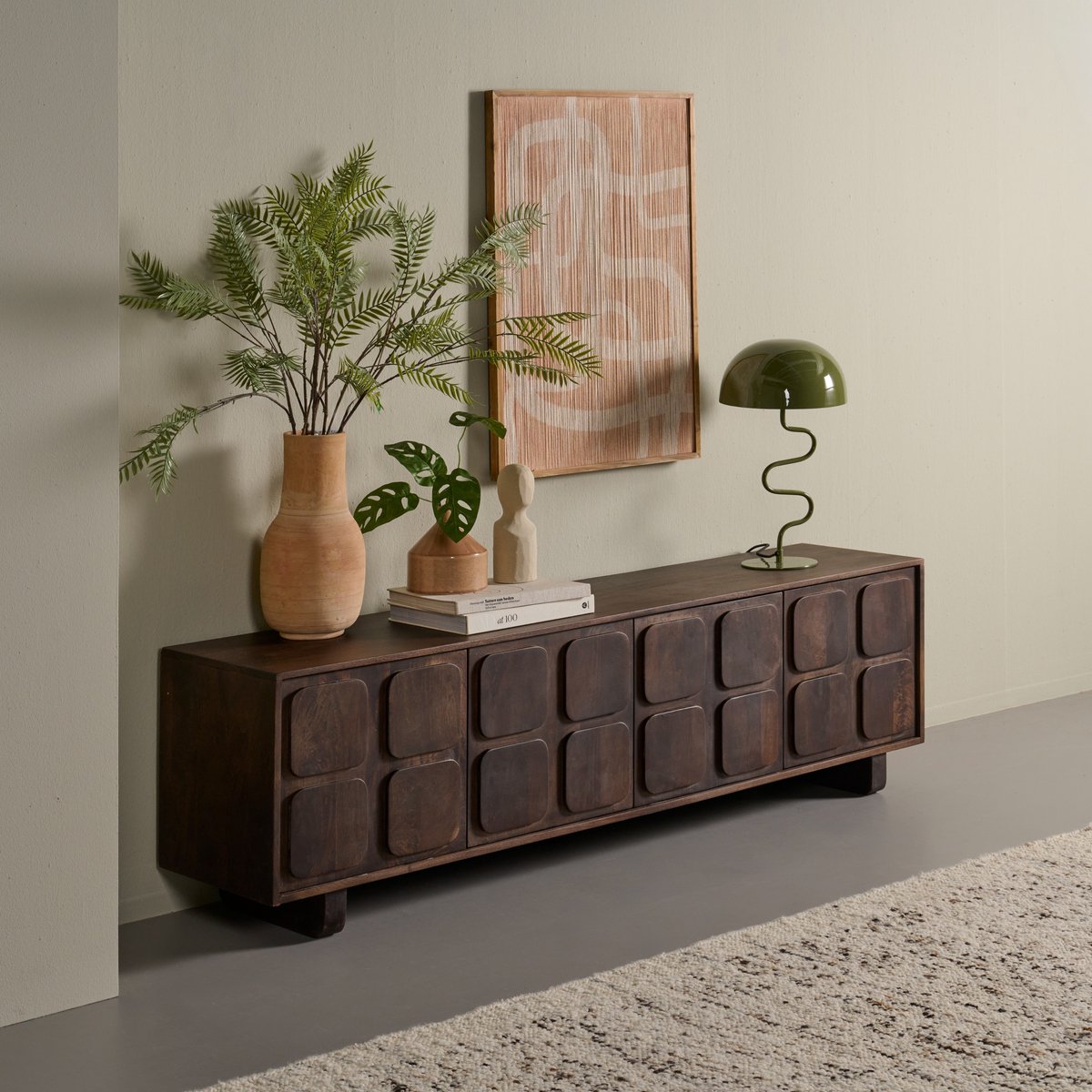 Tv Meubel Porto - Hout - Bruin - 180 x 55 x 40 cm (BxHxD)