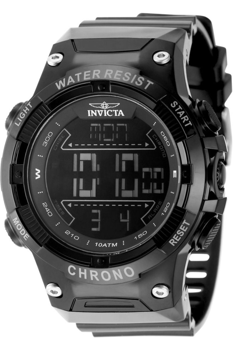 Invicta Racing 49040 Heren Horloge - Waterdicht - Digitaal - Quartz Uurwerk - Plastic met zwarte Wijzerplaat - 52mm