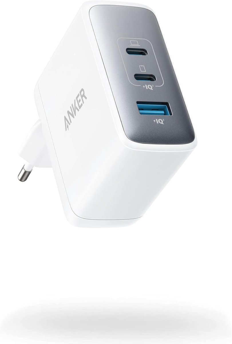 Anker 736 Nano II 100W USB-C Oplader - 3-Poorts GaN II Technologie - USB Charger - PowerIQ 3.0 - Compact Ontwerp - Wit (A2145321)
